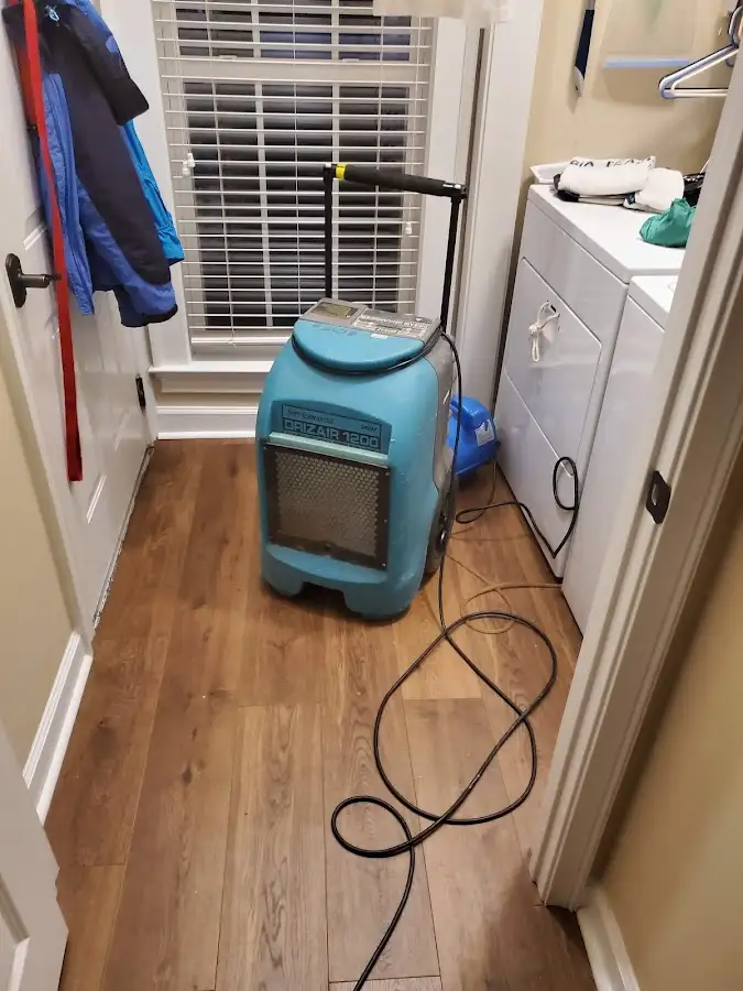 Commercial dehumidifier deployed for Flood Damage Cleanup in Kingsbury